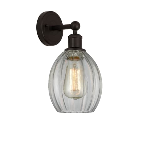 A large image of the Innovations Lighting 616-1W-13-6 Eaton Sconce Oil Rubbed Bronze / Clear