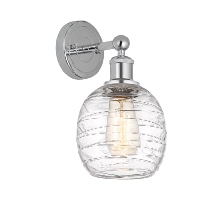 A large image of the Innovations Lighting 616-1W-12-6 Belfast Sconce Polished Chrome / Deco Swirl