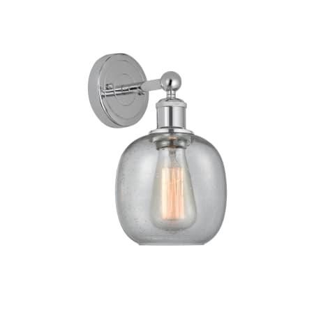 A large image of the Innovations Lighting 616-1W-12-6 Belfast Sconce Polished Chrome / Seedy