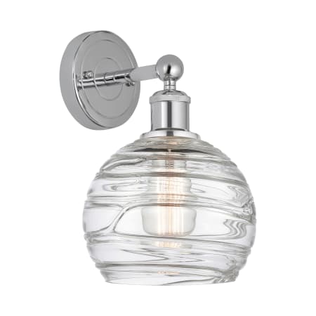 A large image of the Innovations Lighting 616-1W-13-8 Athens Sconce Polished Chrome / Clear Deco Swirl