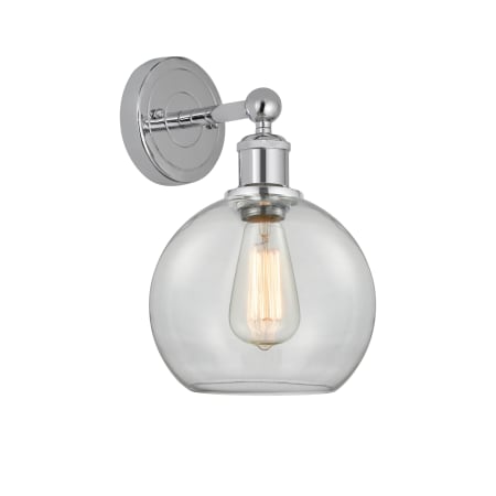 A large image of the Innovations Lighting 616-1W-13-8 Athens Sconce Polished Chrome / Clear