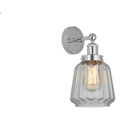 A large image of the Innovations Lighting 616-1W-10-7 Chatham Sconce Polished Chrome / Clear