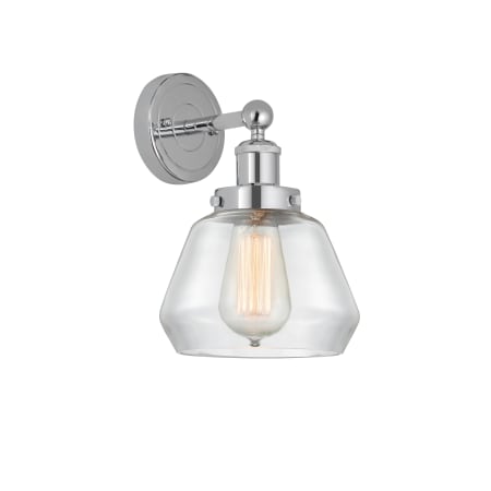 A large image of the Innovations Lighting 616-1W-10-7 Fulton Sconce Polished Chrome / Clear