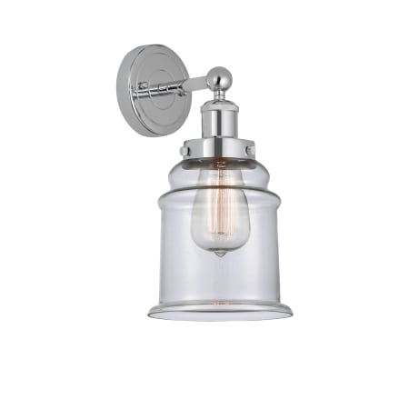 A large image of the Innovations Lighting 616-1W-13-6 Canton Sconce Polished Chrome / Clear