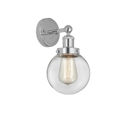 A large image of the Innovations Lighting 616-1W-10-7 Beacon Sconce Polished Chrome / Clear