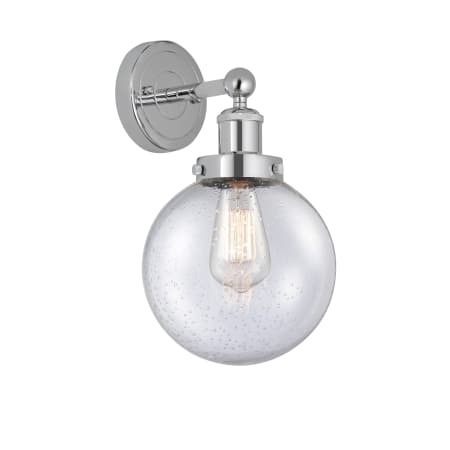 A large image of the Innovations Lighting 616-1W-10-7-L Beacon Sconce Polished Chrome / Seedy