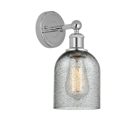 A large image of the Innovations Lighting 616-1W-12-5 Caledonia Sconce Polished Chrome / Charcoal