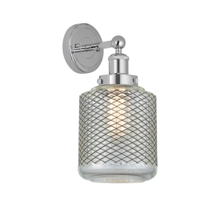 A large image of the Innovations Lighting 616-1W-12-6 Stanton Sconce Polished Chrome / Clear Crackle