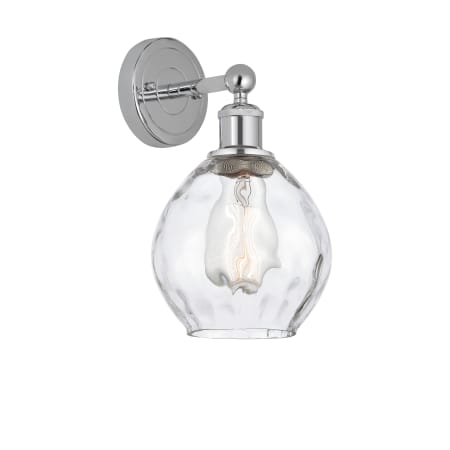 A large image of the Innovations Lighting 616-1W-11-6 Waverly Sconce Polished Chrome / Clear