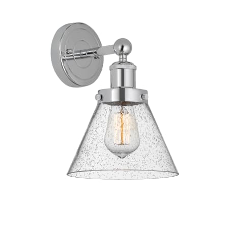 A large image of the Innovations Lighting 616-1W-12-8 Cone Sconce Polished Chrome / Seedy