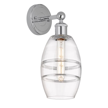 A large image of the Innovations Lighting 616-1W 10 6 Vaz Sconce Polished Chrome / Clear