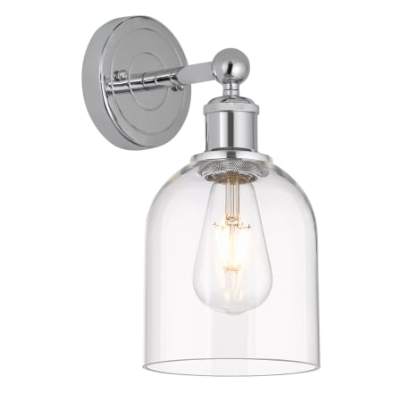 A large image of the Innovations Lighting 616-1W 12 6 Bella Sconce Polished Chrome / Clear