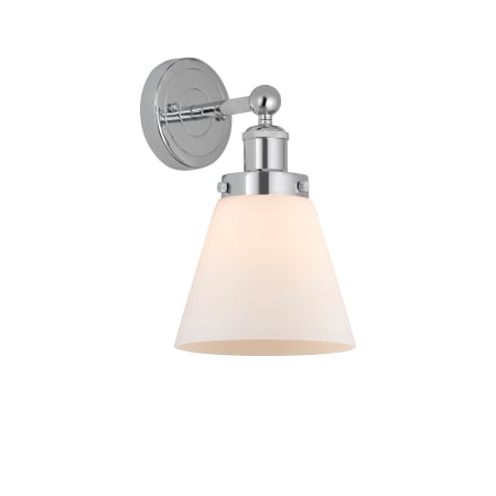 A large image of the Innovations Lighting 616-1W-10-7 Cone Sconce Polished Chrome / Matte White