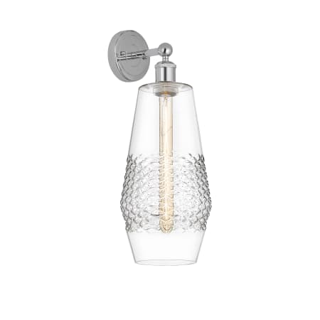 A large image of the Innovations Lighting 616-1W-19-7 Windham Sconce Polished Chrome / Clear