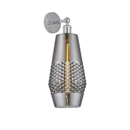 A large image of the Innovations Lighting 616-1W-19-7 Windham Sconce Polished Chrome / Smoked