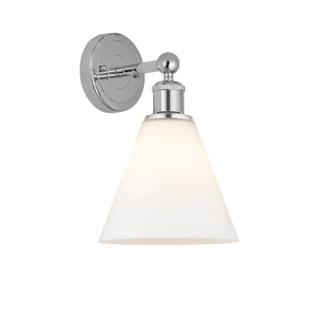 A large image of the Innovations Lighting 616-1W-13-8 Berkshire Sconce Polished Chrome / Matte White