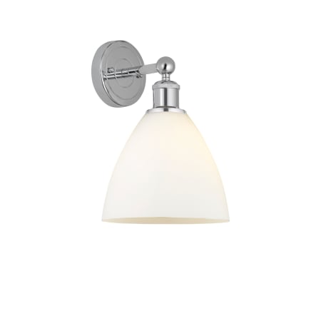 A large image of the Innovations Lighting 616-1W-12-8 Bristol Sconce Polished Chrome / Matte White
