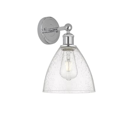 A large image of the Innovations Lighting 616-1W-12-8 Bristol Sconce Polished Chrome / Seedy