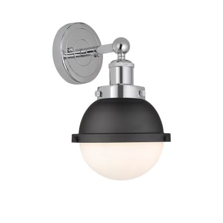 A large image of the Innovations Lighting 616-1W-12-7 Hampden Sconce Polished Chrome / Matte Black / Matte White