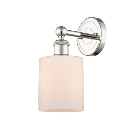 A large image of the Innovations Lighting 616-1W-12-5 Cobbleskill Sconce Polished Nickel / Matte White