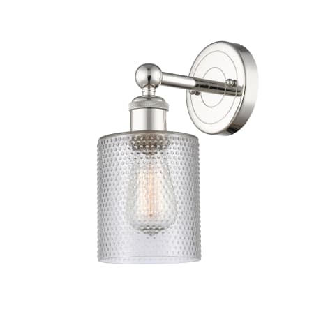 A large image of the Innovations Lighting 616-1W-12-5 Cobbleskill Sconce Polished Nickel / Clear