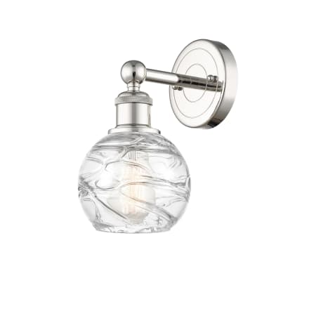 A large image of the Innovations Lighting 616-1W-11-6 Athens Deco Swirl Sconce Polished Nickel / Clear Deco Swirl