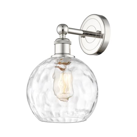 A large image of the Innovations Lighting 616-1W-13-8 Athens Sconce Polished Nickel / Clear Water Glass