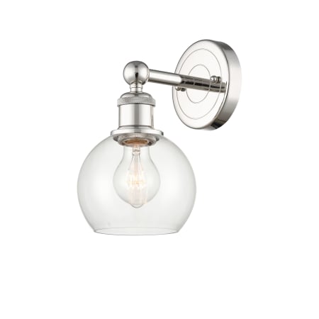 A large image of the Innovations Lighting 616-1W-11-6 Athens Sconce Polished Nickel / Clear