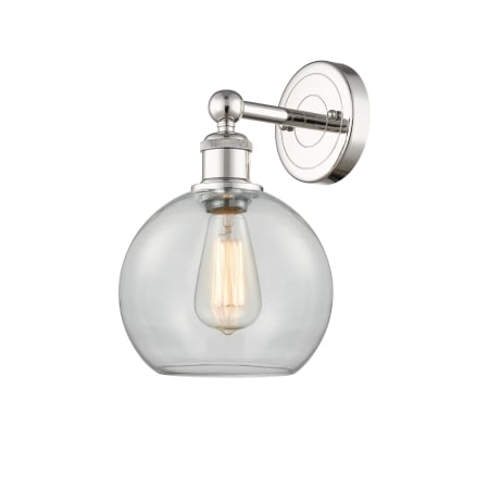 A large image of the Innovations Lighting 616-1W-13-8 Athens Sconce Polished Nickel / Clear