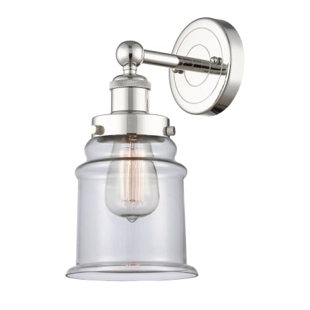 A large image of the Innovations Lighting 616-1W-13-6 Canton Sconce Polished Nickel / Clear