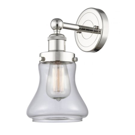 A large image of the Innovations Lighting 616-1W-10-7 Bellmont Sconce Polished Nickel / Clear