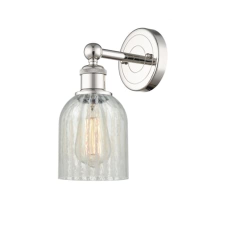 A large image of the Innovations Lighting 616-1W-12-5 Caledonia Sconce Polished Nickel / Mouchette