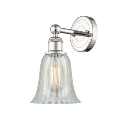 A large image of the Innovations Lighting 616-1W-14-6 Hanover Sconce Polished Nickel / Mouchette