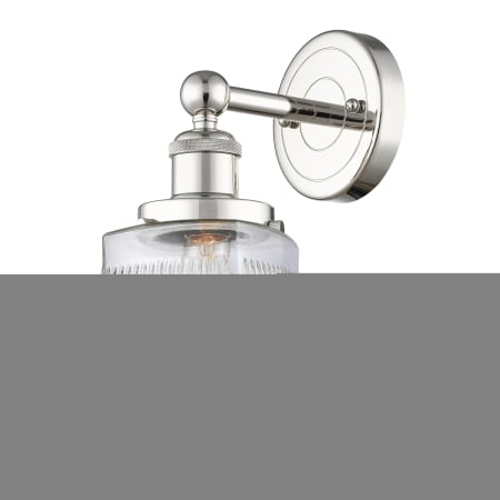 A large image of the Innovations Lighting 616-1W-12-6 Colton Sconce Polished Nickel / Clear Halophane