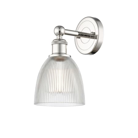 A large image of the Innovations Lighting 616-1W-12-6 Castile Sconce Polished Nickel / Clear