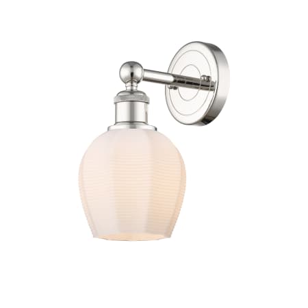 A large image of the Innovations Lighting 616-1W-11-6 Norfolk Sconce Polished Nickel / Matte White