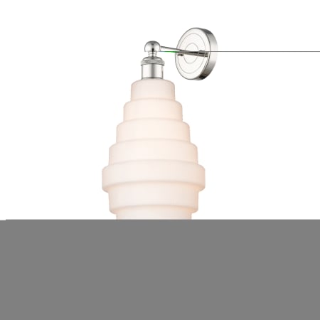 A large image of the Innovations Lighting 616-1W-20-8 Cascade Sconce Polished Nickel / White