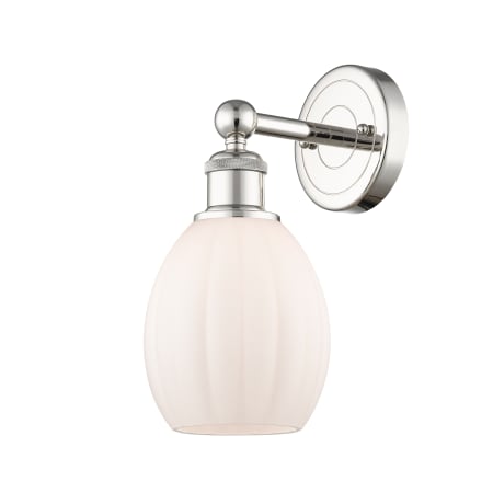 A large image of the Innovations Lighting 616-1W-13-6 Eaton Sconce Polished Nickel / Matte White