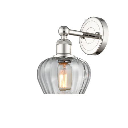 A large image of the Innovations Lighting 616-1W-10-7 Fenton Sconce Polished Nickel / Clear