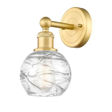 A large image of the Innovations Lighting 616-1W-11-6 Athens Deco Swirl Sconce Satin Gold / Clear Deco Swirl