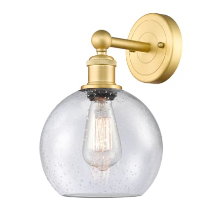 A large image of the Innovations Lighting 616-1W-13-8 Athens Sconce Satin Gold / Seedy