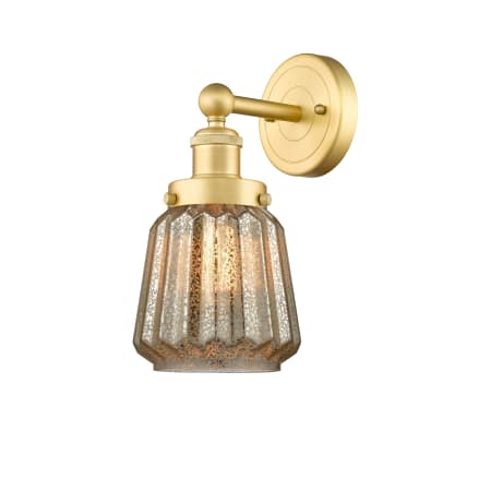 A large image of the Innovations Lighting 616-1W-10-7 Chatham Sconce Satin Gold / Mercury