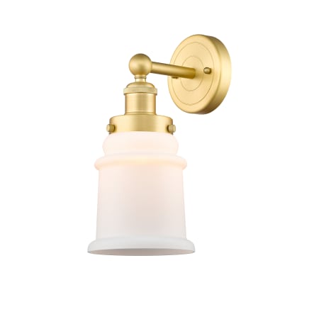 A large image of the Innovations Lighting 616-1W-13-6 Canton Sconce Satin Gold / Matte White