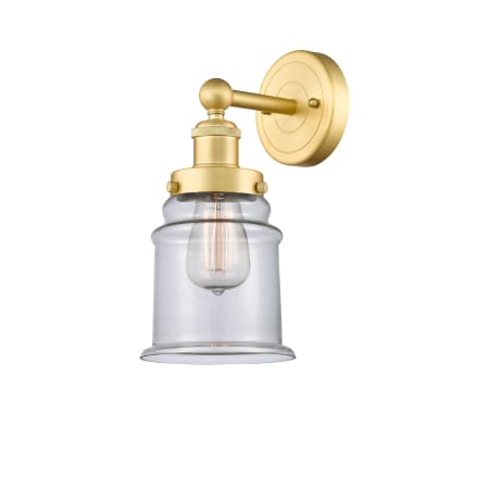 A large image of the Innovations Lighting 616-1W-13-6 Canton Sconce Satin Gold / Clear