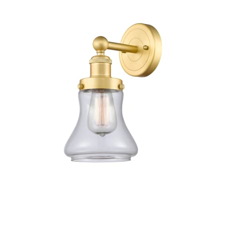 A large image of the Innovations Lighting 616-1W-10-7 Bellmont Sconce Satin Gold / Clear