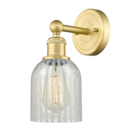 A large image of the Innovations Lighting 616-1W-12-5 Caledonia Sconce Satin Gold / Mouchette