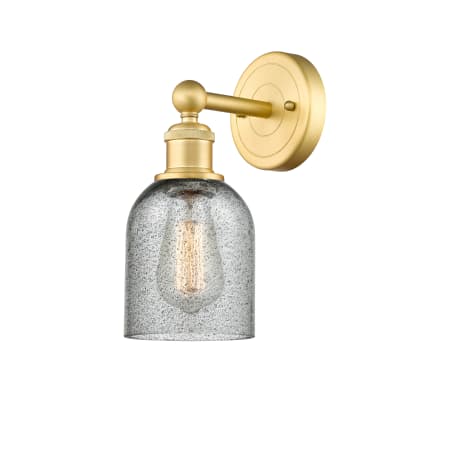 A large image of the Innovations Lighting 616-1W-12-5 Caledonia Sconce Satin Gold / Charcoal