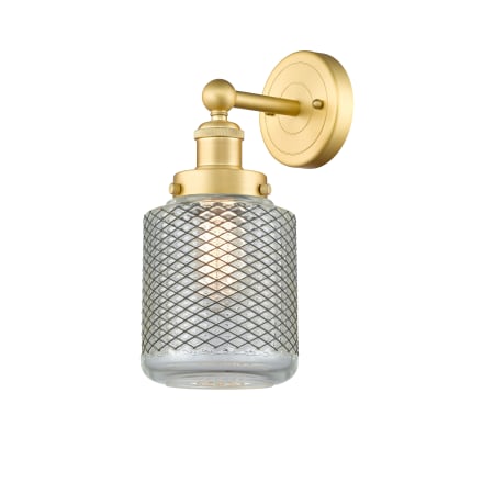 A large image of the Innovations Lighting 616-1W-12-6 Stanton Sconce Satin Gold / Clear Wire Mesh