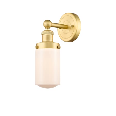 A large image of the Innovations Lighting 616-1W-10-7 Dover Sconce Satin Gold / Matte White
