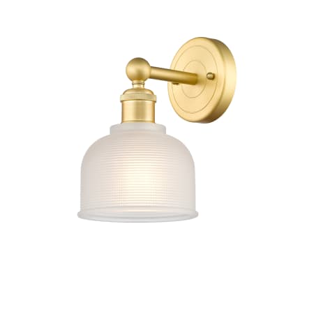 A large image of the Innovations Lighting 616-1W-11-6 Dayton Sconce Satin Gold / White